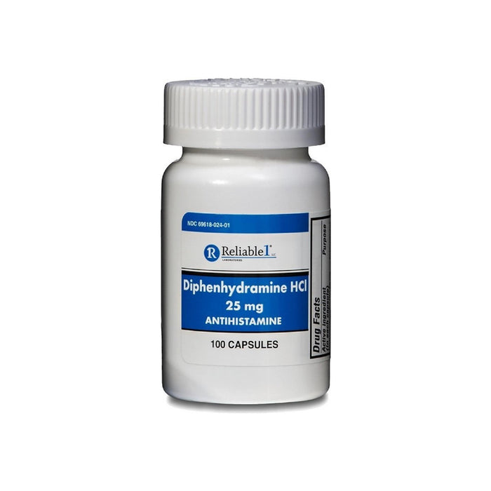 Reliable 1 Diphenhydramine HCI 25mg Antihistamine 100 ea