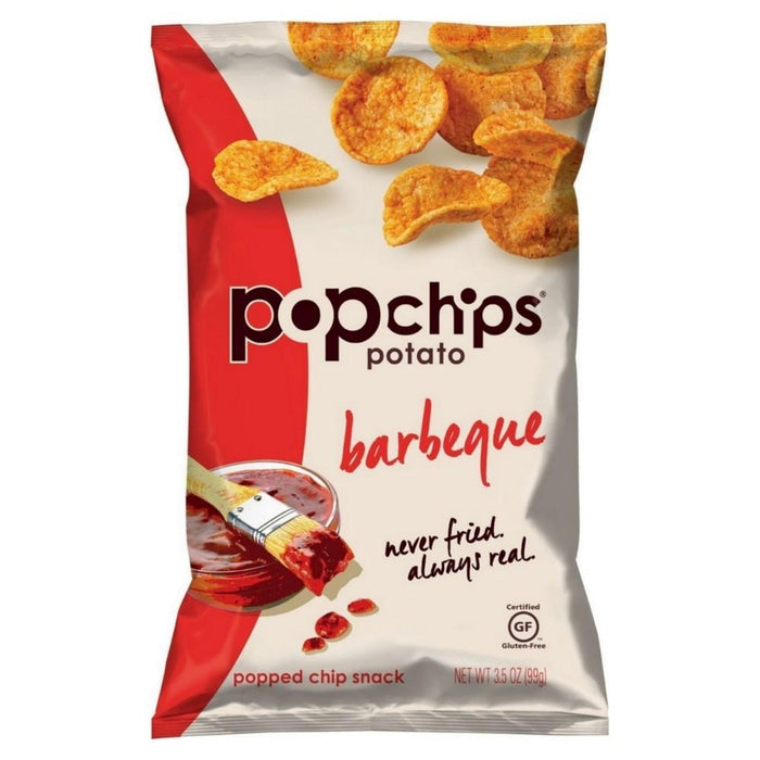 Popchips Potato Chips, 3.5 oz Bags, Barbeque 12 ea