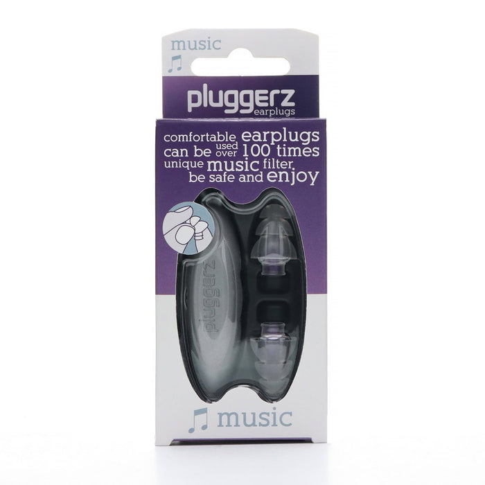 Pluggerz Uni-Fit Music Earplugs, Anti-Allergic Silicone, Unique Music Filter Allows You To Be Safe and Enjoy - Over 100 uses, Includes 1 Set of Ear Plugs and Handy Pouch - BY COMFOOR