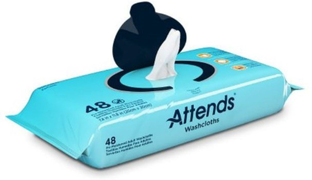 Attends Scented Washcloths for Adult Incontinence Care, Hypoallergenic, Latex and Alcohol Free 48ct ,12 Count
