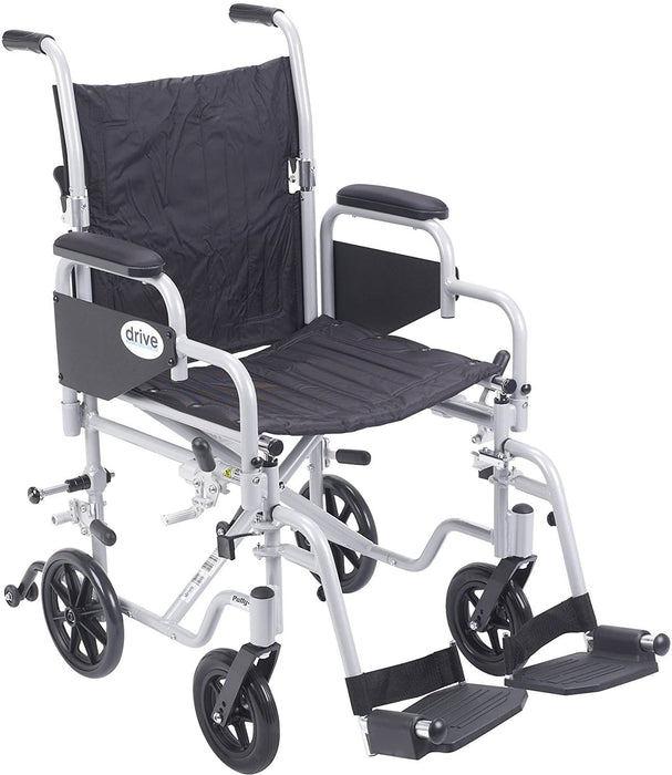 Drive Medical Poly Fly Light Weight Transport Chair Wheelchair Silver, 18 1 ea"