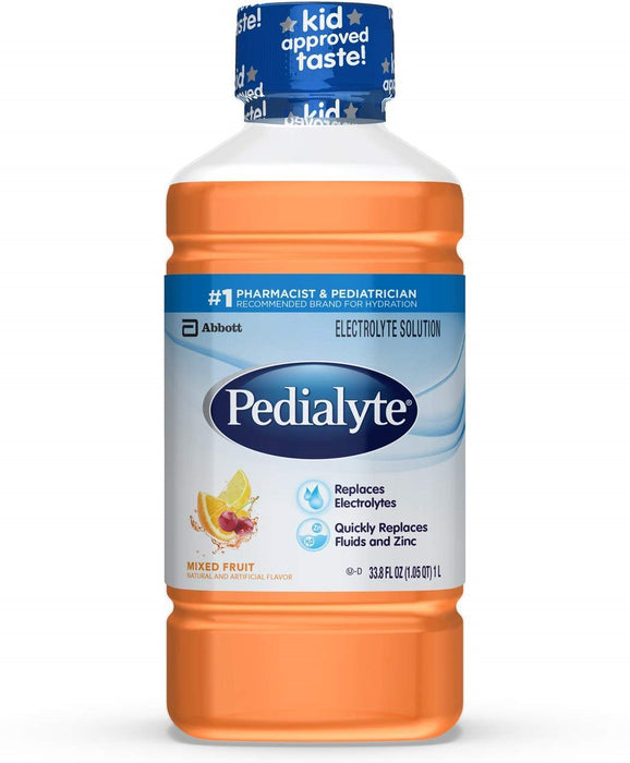 Pedialyte Electrolyte Solution, Hydration Drink, Mixed Fruit, 33.8 oz