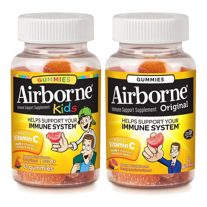 Airborne Immune Support Gummies, Assorted Fruit, Kids 42 Ct & Adult 42 Ct 1 ea