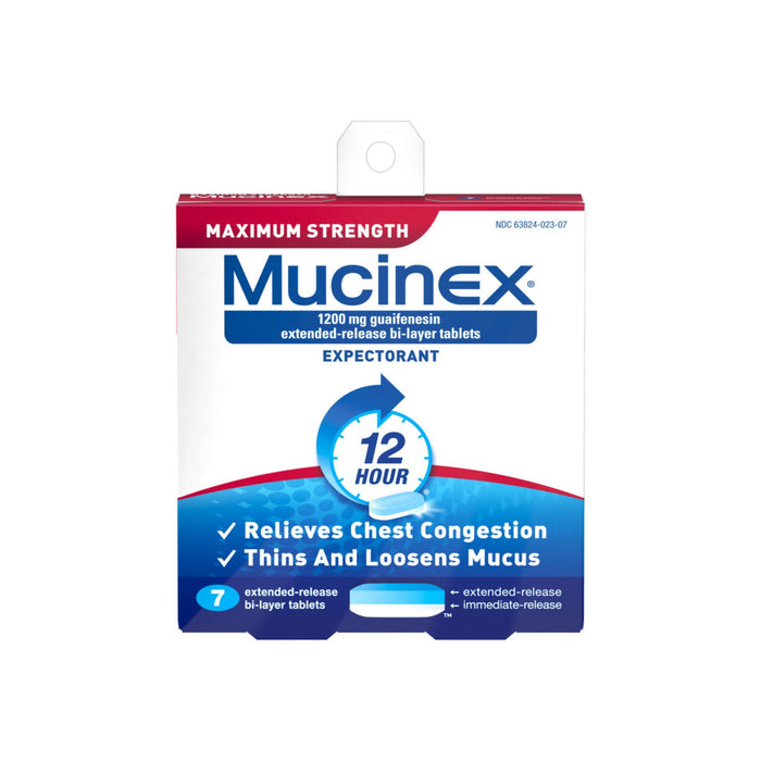 Mucinex 12 Hr Max Strength Chest Congestion Expectorant Tablets 7 ea