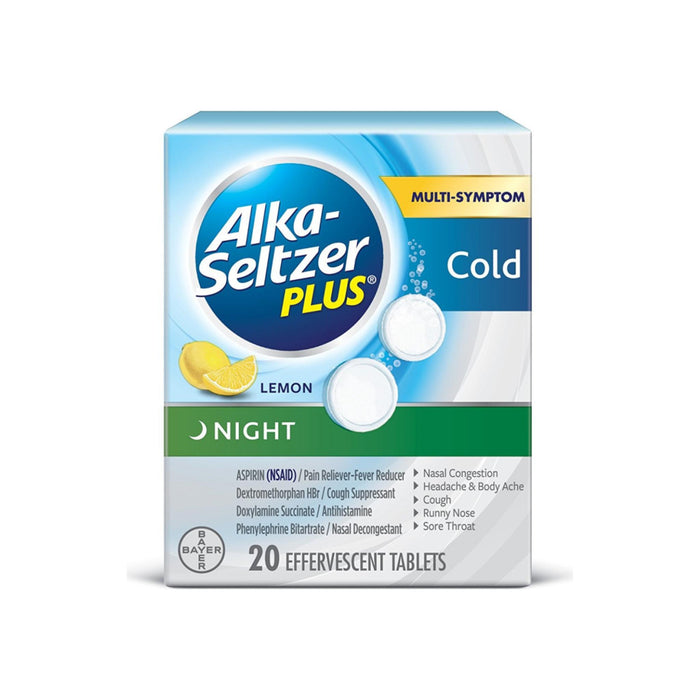 Alka-Seltzer Plus Night Cold Effervescent, Lemon 20 ea (NEW PACKAGING)