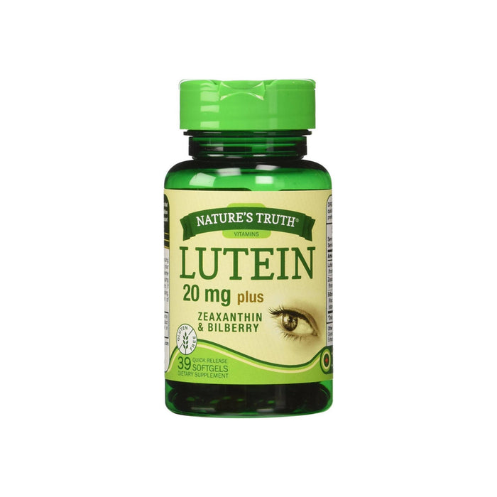 Nature's Truth Lutein 20 mg Plus Zeaxanthin and Bilberry Capsules 39 ea