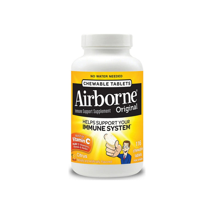 Airborne Citrus Chewable Tablets 1000mg of Vitamin C - Immune Support Supplement 116 ea
