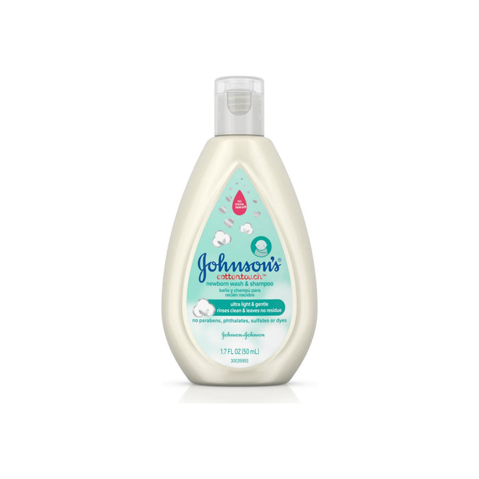 JOHNSON'S Cotton Touch Newborn Baby Wash & Shampoo, Made with Real Cotton 1.70 oz