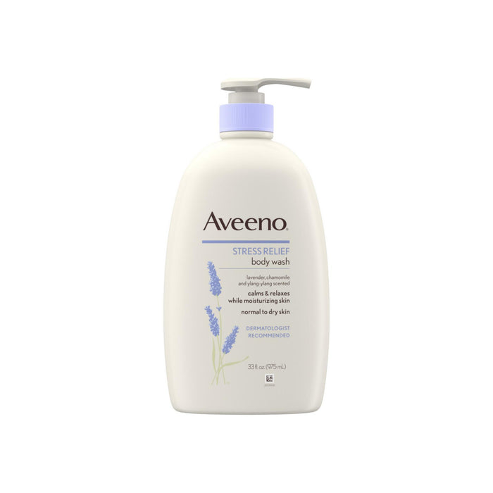AVEENO Stress Relief Body Wash with Soothing Oat, Lavender, Chamomile & Ylang-Ylang Essential Oils & Soap-Free Calming Body Wash 33 oz