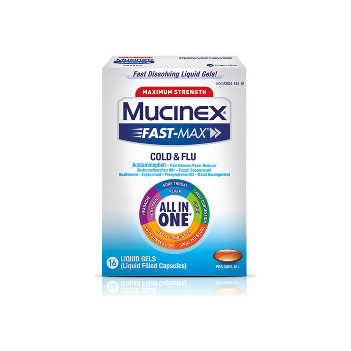 Mucinex Fast-Max Max Strength, Severe Cold Liquid Gels 16 ea