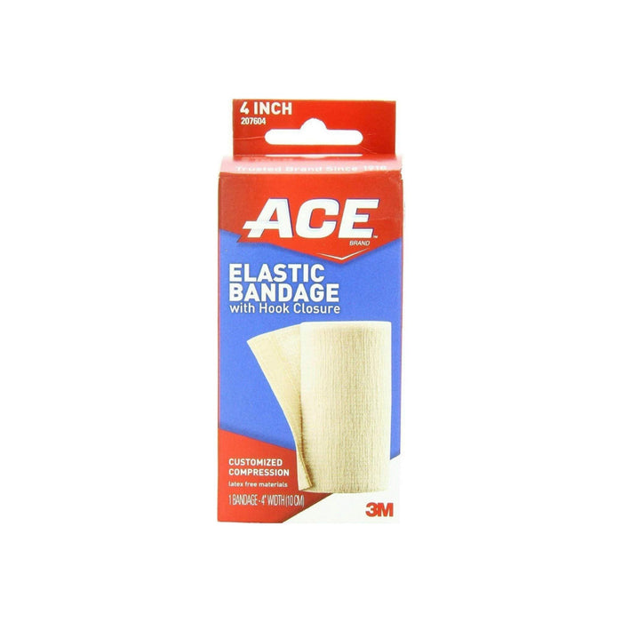 Elastic Bandage ACE 4" Standard Compression Single Hook and Loop Closure Tan NonSterile