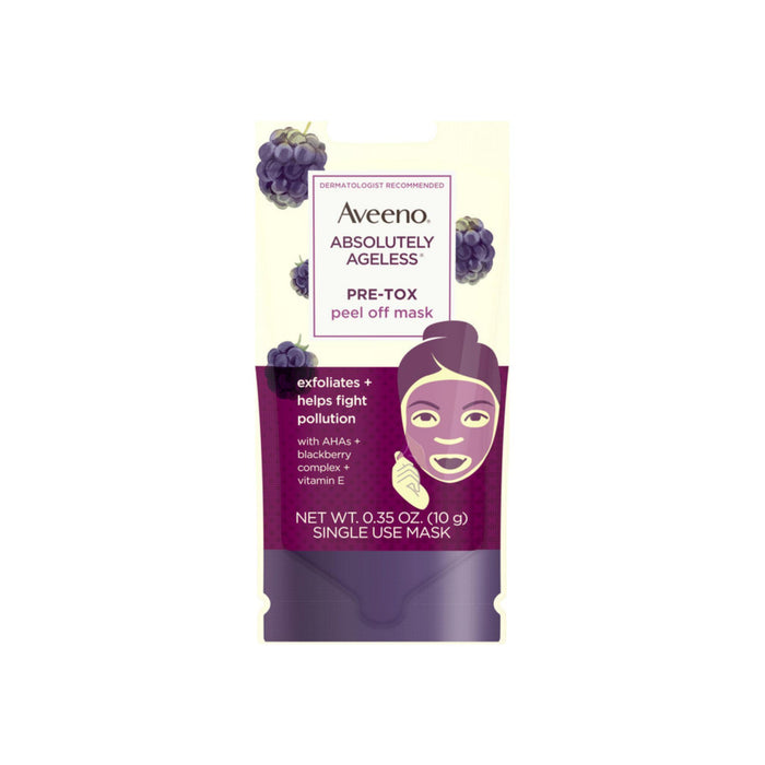 AVEENO Absolutely Ageless Pre-Tox Peel Off Antioxidant Face Mask with Alpha Hydroxy Acids, Vitamin E & Blackberry Complex, Non-Comedogenic 0.35  oz