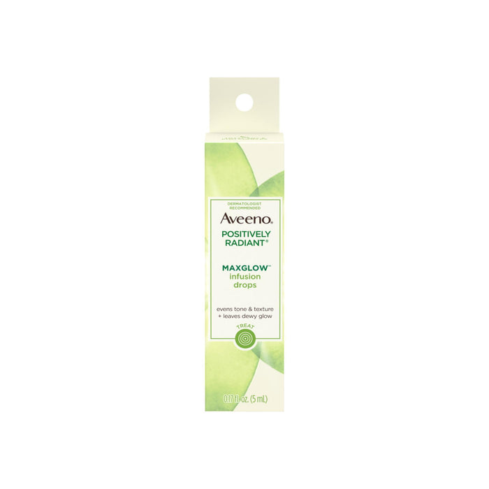 AVEENO Positively Radiant MaxGlow Infusion Drops with Moisture Rich Soy & Kiwi Complex, Moisturizing Facial Serum 0.17 oz