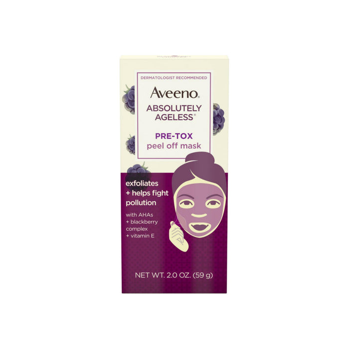 AVEENO Absolutely Ageless Pre-Tox Peel Off Antioxidant Face Mask with Alpha Hydroxy Acids, Vitamin E & Blackberry Complex, Non-Comedogenic 2  oz