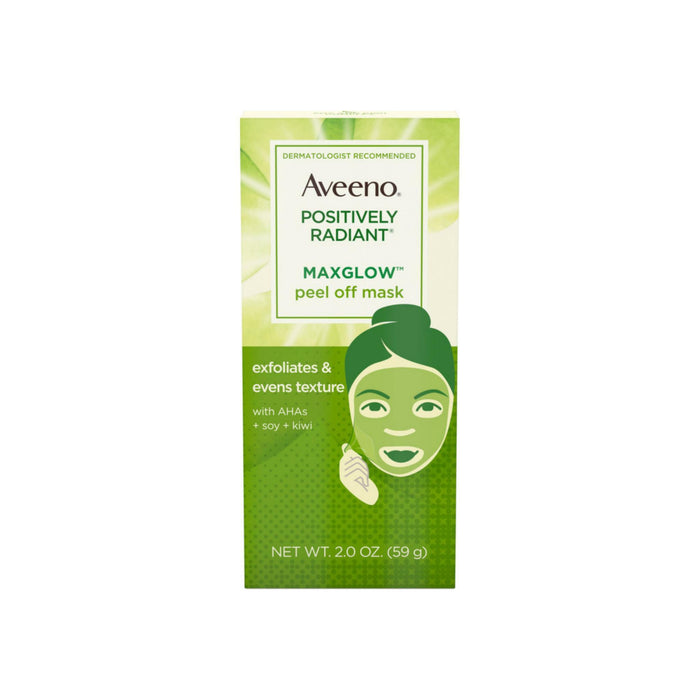 AVEENO Positively Radiant MaxGlow Peel Off Exfoliating Face Mask with Alpha Hydroxy Acids, Moisture Rich Soy & Kiwi Complex  2  oz