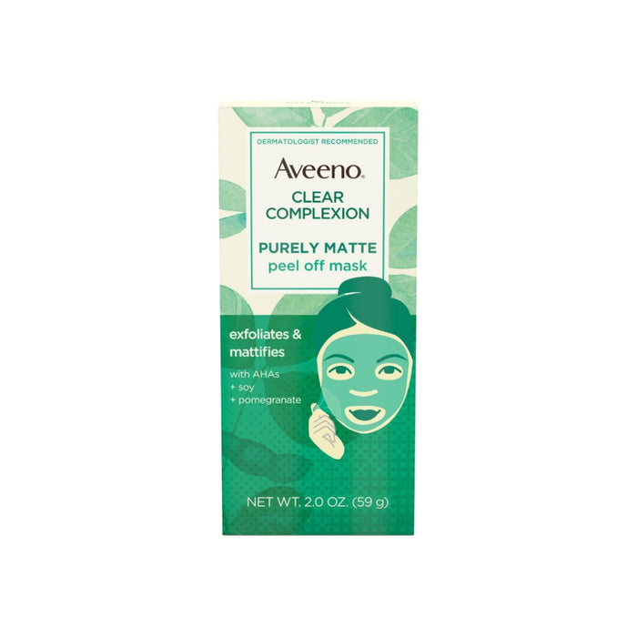 AVEENO Clear Complexion Pure Matte Peel Off Face Mask with Alpha Hydroxy Acids, Soy & Pomegranate for Clearer-Looking Skin 2  oz