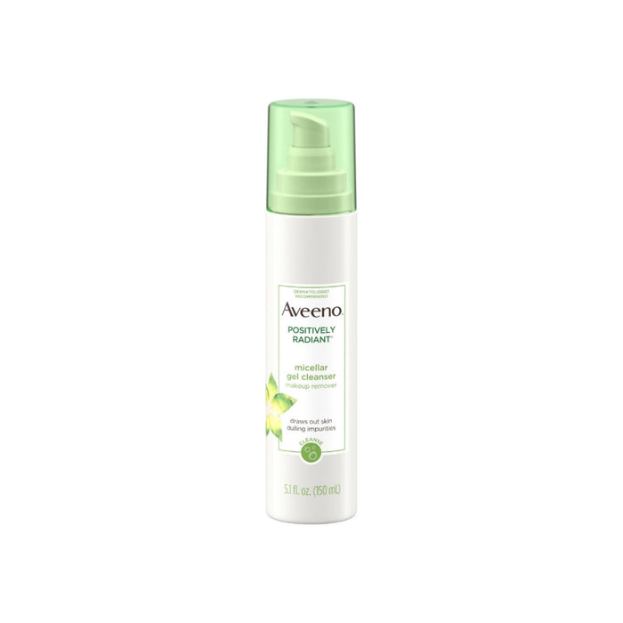 AVEENO Positively Radiant Hydrating Micellar Gel Facial Cleanser with Moisture Rich Soy & Kiwi Complex, Hypoallergenic 5.1  oz