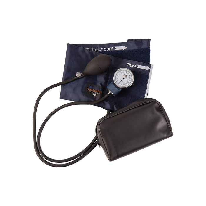 MABIS Precision Series Aneroid Sphygmomanometer Manual Blood Pressure Monitor with Calibrated Blue Nylon Cuff and Carrying Case, Adult  1 ea