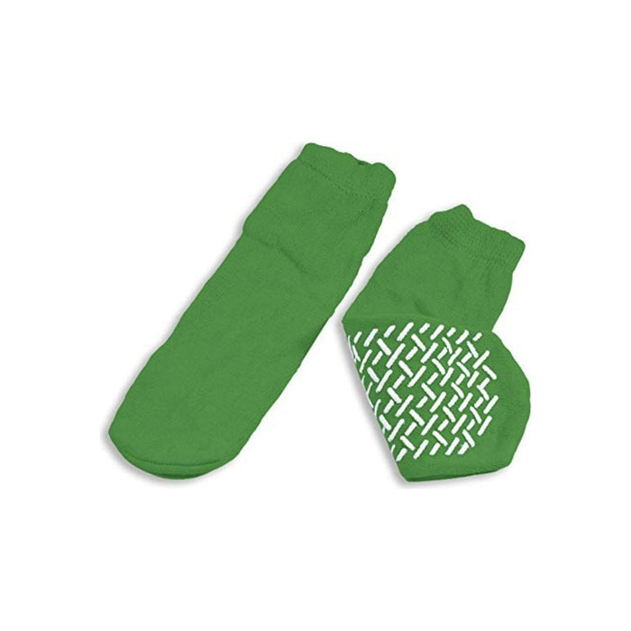 Dynarex Slipper Socks Soft Sole Medium Green Ankle High - Men's Size 5 to 6, Women's Size 6 to 7 - 1 Pair