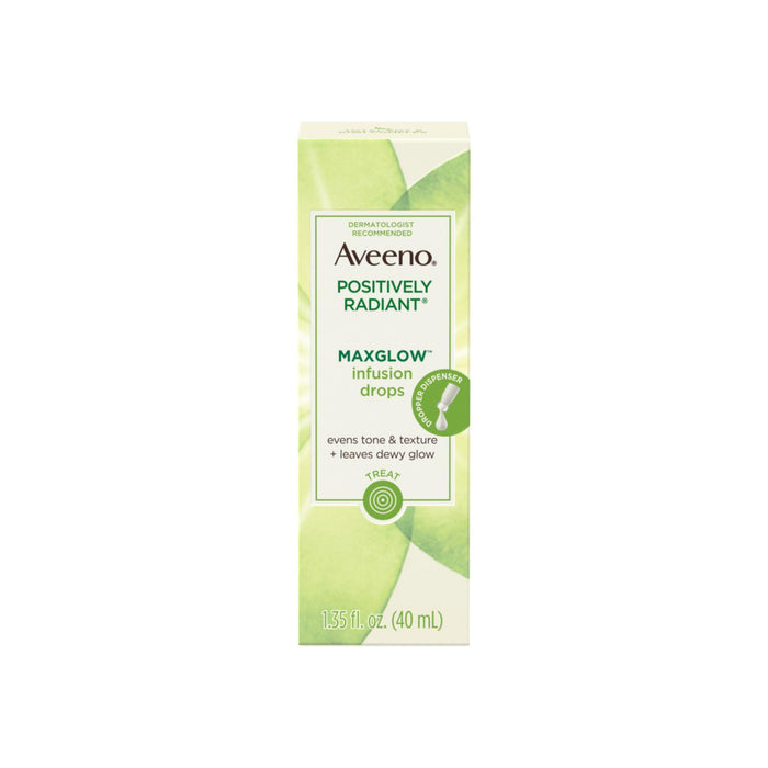 AVEENO Positively Radiant MaxGlow Infusion Drops with Moisture Rich Soy & Kiwi Complex, Moisturizing Facial Serum 1.35 oz