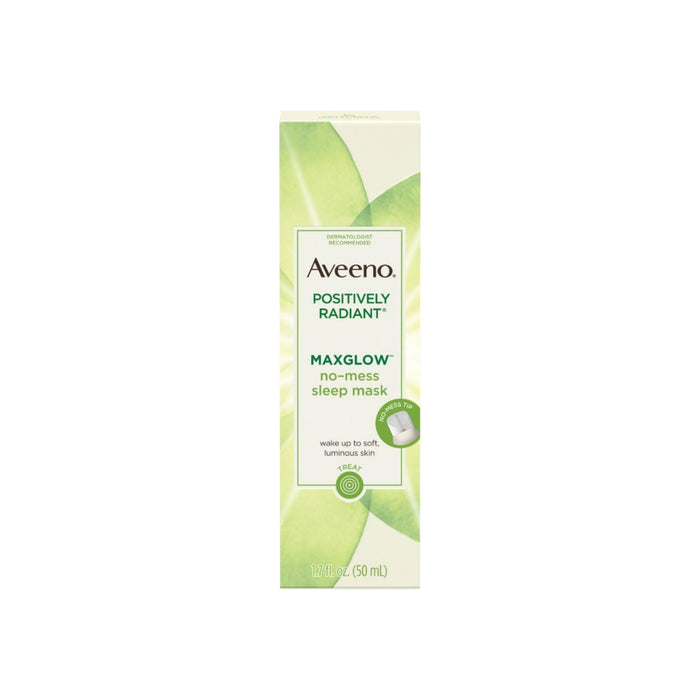 AVEENO Positively Radiant MaxGlow No-Mess Hydrating Sleep Mask with Moisture Rich Soy & Kiwi Complex, Hypoallergenic 1.7  oz