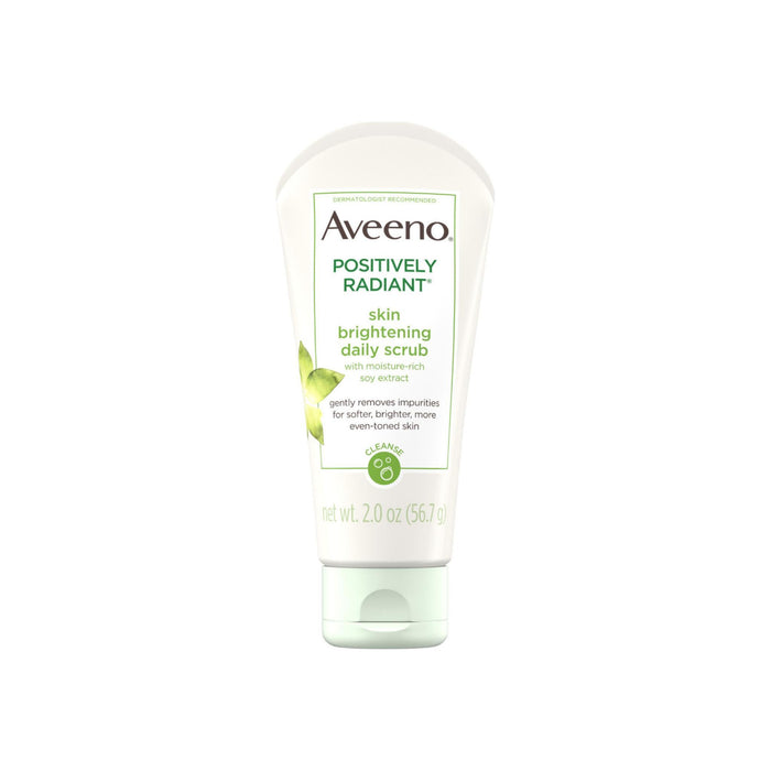 AVEENO Positively Radiant Skin Brightening Exfoliating Daily Facial Scrub with Moisture-Rich Soy Extract, Jojoba & Castor Oils Face Cleanser 2 oz