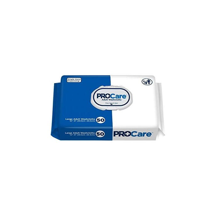 ProCare Washcloth Wipe, 8"x12", Soft Pack, 50 Pack, Vitamin E/Aloe - 50 ea