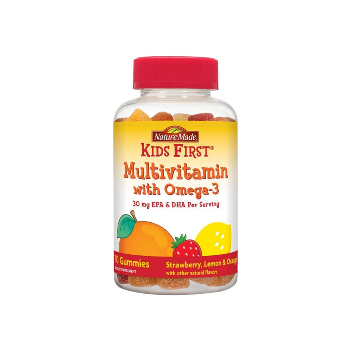 Nature's Maid Kids First Multivitamin with Omega-3 Gummies, Strawberry, Lemon & Orange,  70 ea