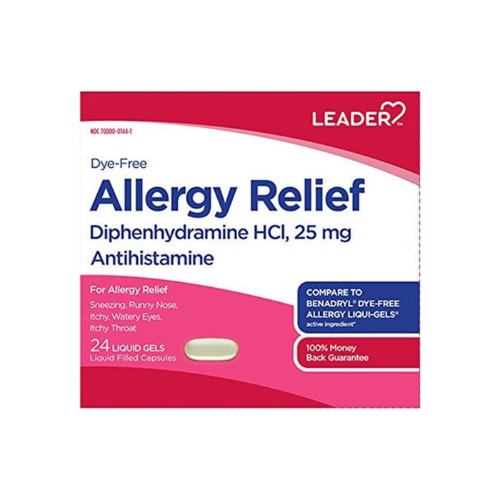 Leader Dye-Free Allergy Relief, 24 ea