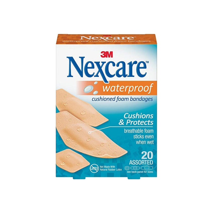 3M Nexcare Waterproof Cushioned Bandages, 20 ea