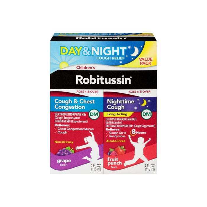 Robitussin Children's Berry & Fruit Punch Cough & Congestion DM Day & Night, 8 ea