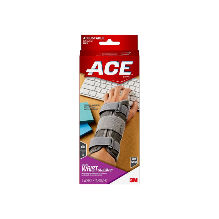 Ace Deluxe Left Wrist Stabilizer Adjustable Brace,Gray 1 ea