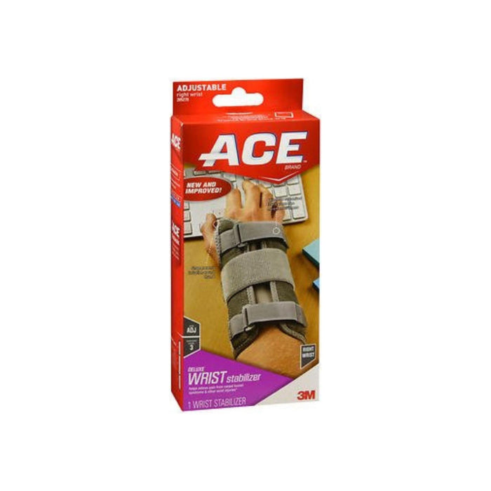 Ace Deluxe Right Wrist Stabilizer Adjustable Brace, Gray 1 ea