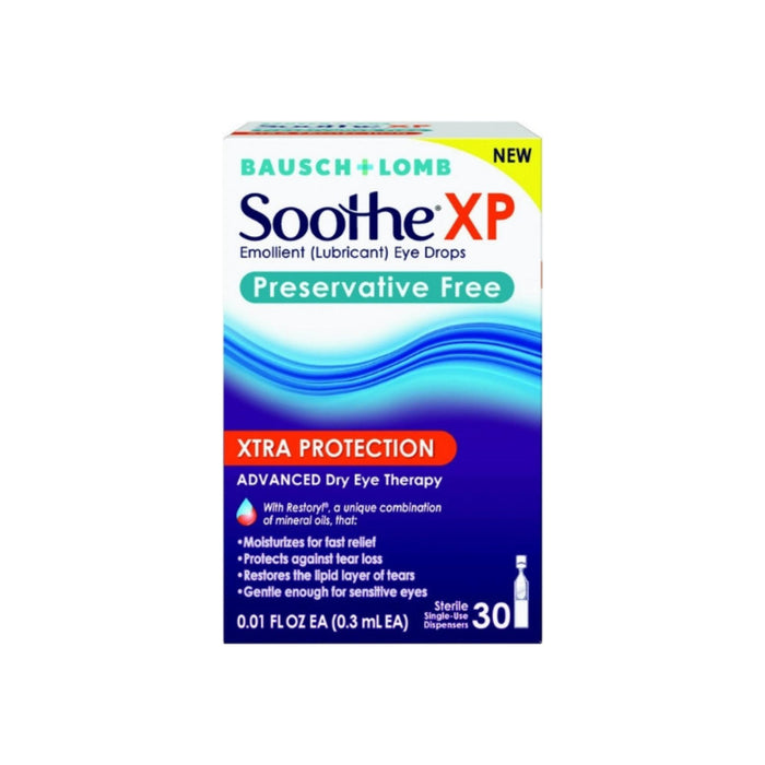 Bausch & Lomb Soothe Xtra Protection Preservative Free Emollient Lubricant Eye Drops, 30 ea