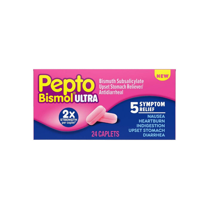 Pepto-Bismol Caplets Ultra for Nausea, Heartburn, Indigestion, Upset Stomach, and Diarrhea Relief,  24 ea