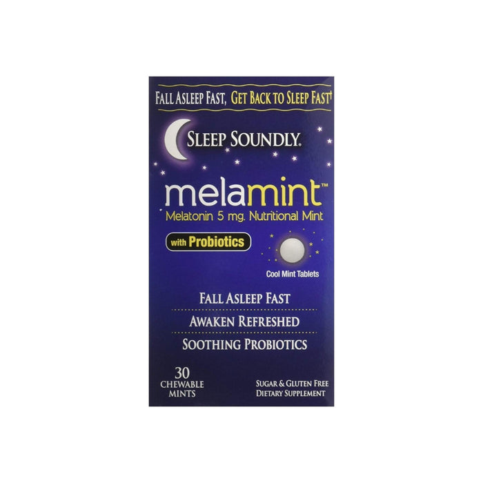 Sleep Soundly Melamint Melatonin Melt 5mg with Probiotics, Fast Acting Sleep Formula,  30 ea