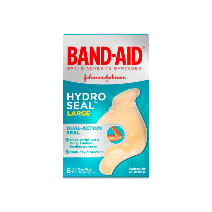 BAND-AID Hydro Seal Large Waterproof Adhesive Bandages for Wound Care and Blisters, 6 ct 1 ea