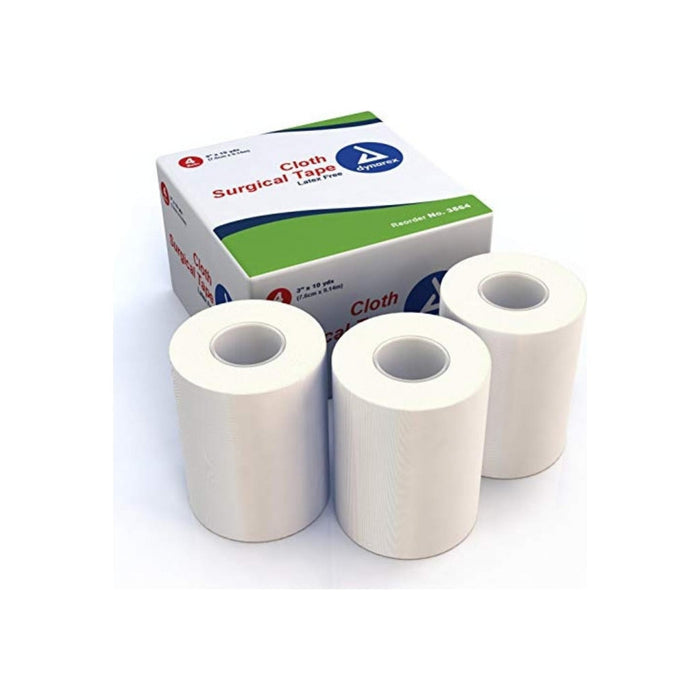 Dynarex Medical Tape Cloth 3" X 10 Yard White Non-Sterile, 4 ea