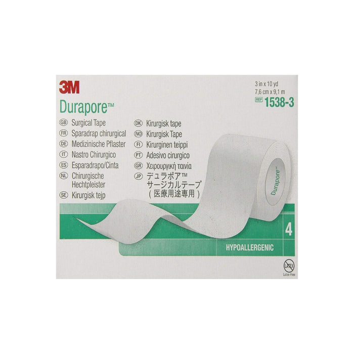 3M Medical Tape Durapore SilkLike Cloth 3" X 10 Yard White NonSterile, 1 ea