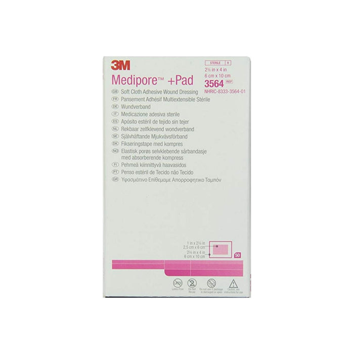 3M Medipore Adhesive Dressing  2375 X 4" Soft Cloth Rectangle White Sterile