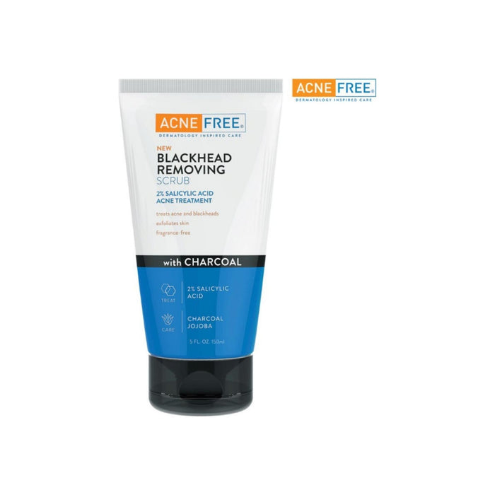 Acne Free Blackhead Removing Exfoliating Face Scrub With 2% Salicylic Acid & Charcoal Jojoba - daily wash, Skin Care Face Scrub Acne Treatment 5 oz
