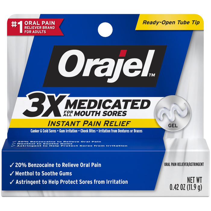 Orajel 3X Medicated For All Mouth Sores Gel 0.42 oz