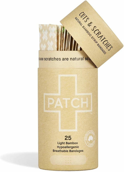 PATCH Organic Bamboo Adhesive Strip Bandages, Natural, 25 ct