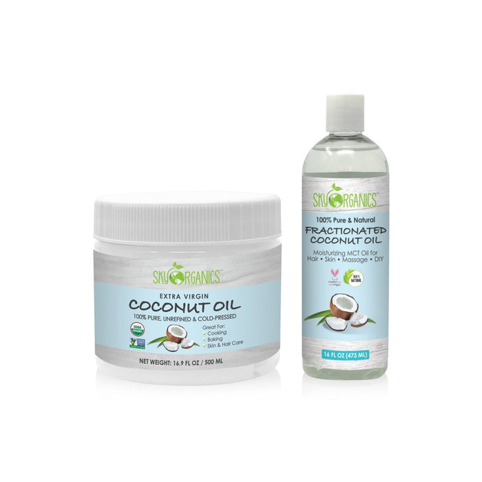 Sky Organics  Coco Craze Hair + Body Set: Organic Cold-Pressed Coconut Oil for Hair and Fractionated Coconut Oil for All Over Hydration	 1 ea
