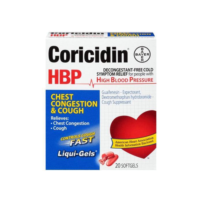 Coricidin HBP Chest Congestion & Cough Soft-Gel 20 Soft-Gels