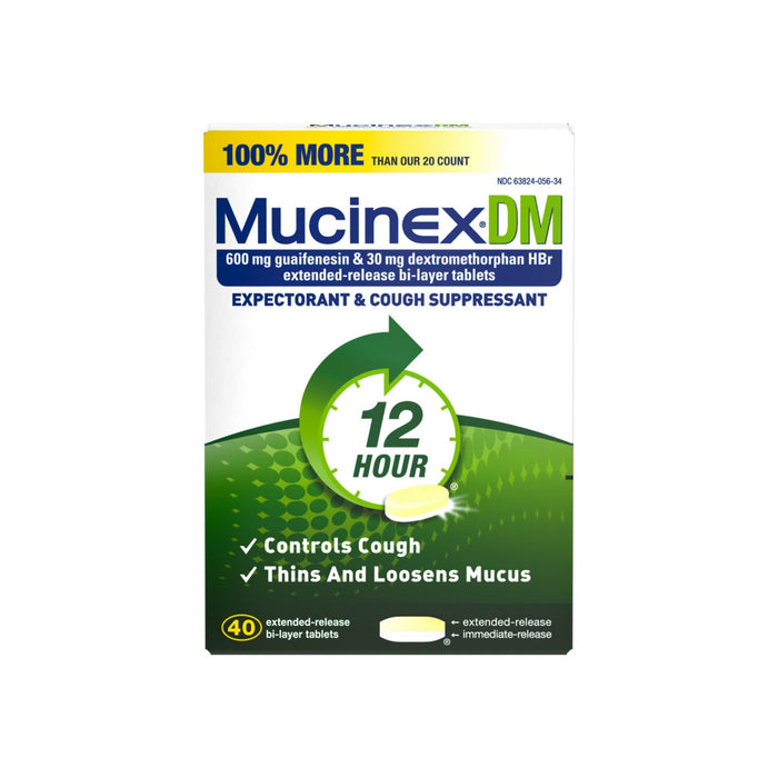 Mucinex DM 12 Hr Expectorant & Cough Suppressant Tablets, 40 ct