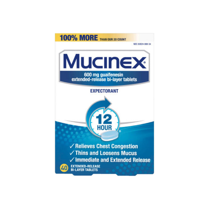 Mucinex 12 Hr Chest Congestion Expectorant, Tablets 40 ea
