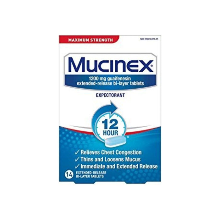 Mucinex 12 Hr Max Strength Chest Congestion Expectorant Tablets, 14ct