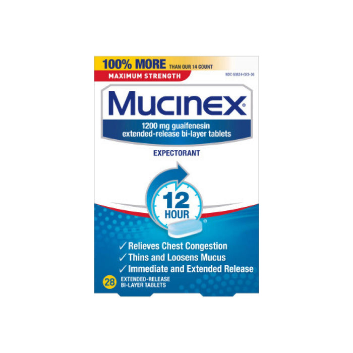 Mucinex 12 Hr Max Strength Chest Congestion Expectorant Tablets, 28 ea