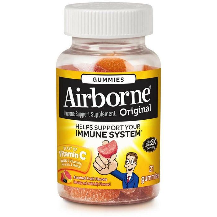 Airborne Assorted Fruit Flavored Gummies, 21 count - 1000mg of Vitamin C and Minerals & Herbs Immune Support